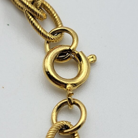 Vtg. Gold Tone Fancy Wheat Link Chain White Faux Pearl Drop Pendant Necklace 22" - Picture 6 of 7